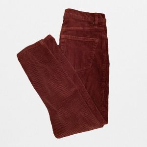 Maroon corduroy straight leg pants